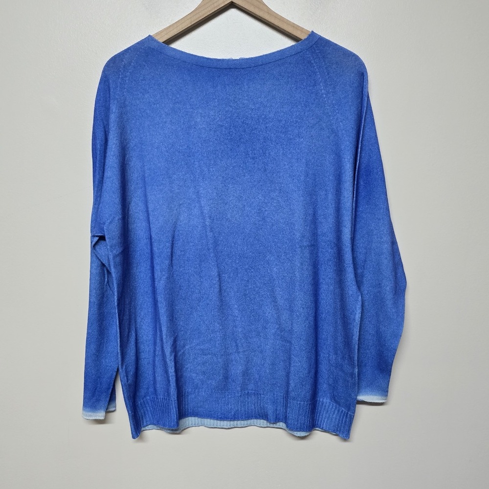 Gran Sasso Italy 100% Cashmere Twinset Cardigan & Sweater Blue Women's Size 46 - Picture 4 of 16